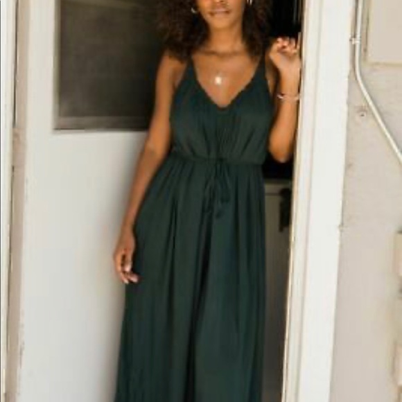 Urban Outfitters Kiari wide leg jumpsuit XS in DARK GREEN - Picture 2 of 8